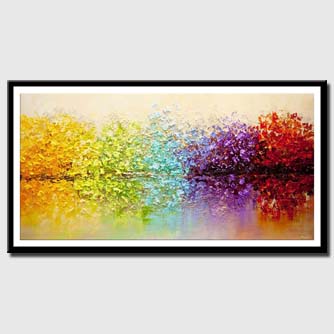 canvas print of heavy textured blooming trees painting