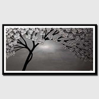 canvas print of abstract silver tree painting