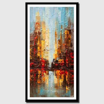 canvas print of modern palette knife abstract art city painting