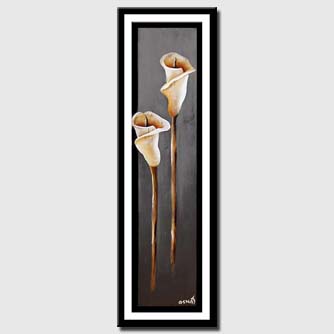 canvas print of abstract art white calla lily flower painting