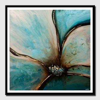 canvas print of teal flower painting textured abstract art