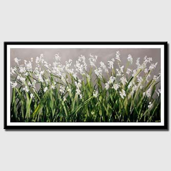 canvas print of modern blooming white flowers painting blossom abstract art