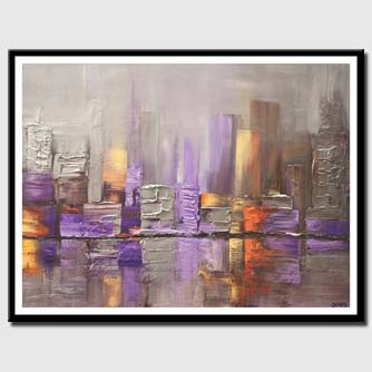canvas print of modern silver city painting