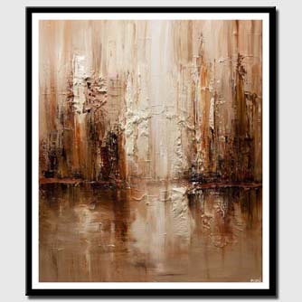 canvas print of modern brown abstract city painting