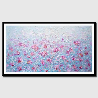canvas print of blue modern floral painting modern palette knife painting