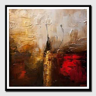canvas print of textured golden red abstract art