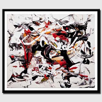 canvas print of white black red abstract art