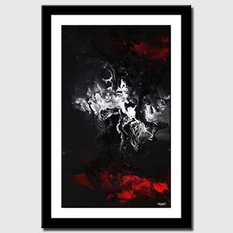 canvas print of black white and red modern abstract painting