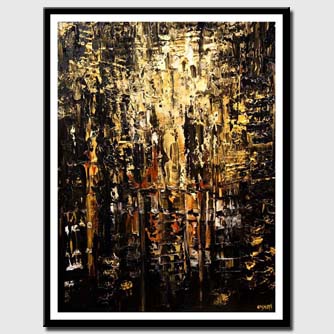 canvas print of modern black gold textured abstract painting