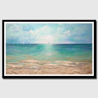 canvas print of ocean sailboats caribbean abstract painting