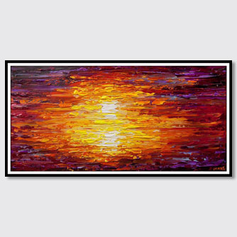 canvas print of textured sunset abstract painting