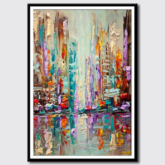 canvas print of city carnival abstract painting