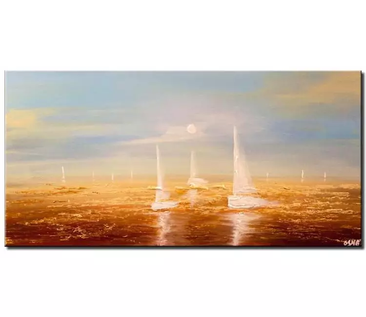 Painting for sale - canvas print of contemporary abstract sail boats ...